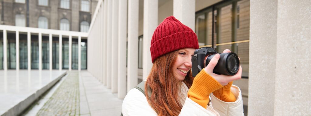 happy person with a camera